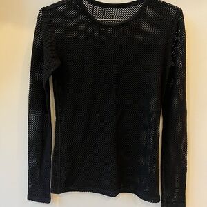Vintage Black Mesh Long Sleeve Top